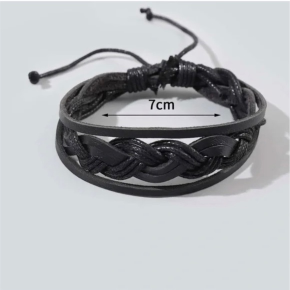 LAST ONE Black Leather Boho Bracelet - Picture 3 of 4